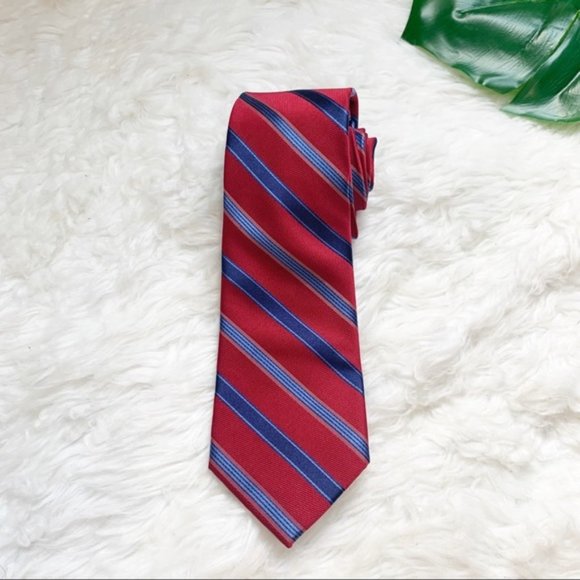 100% men’s tie neck red stripe 60”